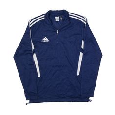 ADIDAS Training Sweatshirt Blue 1/4 Zip Mens S Adidas Training, 1/4 Zip, Cuff, Adidas, Collar, Sweatshirts, Blue