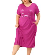 Pink Summer Sleepwear For Overnight, Comfortable Stretch Pink Sleepwear, Pink Short Sleeve Sleepwear For Spring, Summer Nightgown With Relaxed Fit For Overnight, Summer Nightgown With Relaxed Fit, Relaxed Fit Nightgown For Summer Nights, Relaxed Fit Nightgown For Summer, Comfortable Summer Nightgown For Overnight, Spring Sleepwear Short Sleeve Stretch