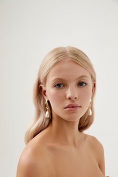 Wedding Jewellery, Gold Earrings by Amelie George Bridal Pearl Dangle Earrings Wedding, Bridesmaid Hair Makeup, Dangle Earrings Wedding, Gold Bridal Earrings, Bridal Earrings Pearl, Gold Ribbon