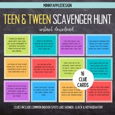 Indoor Teen Scavenger Hunt Teen and Tween Treasure Hunt Scavenger Hunt for Older Kids Birthday Scavenger Hunt - Etsy Clues To Find A Gift, Scavenger Hunt Clues For Kids Indoor, Scavenger Hunt For Concert Tickets, Concert Ticket Scavenger Hunt, Teen Scavenger Hunt Clues, Scavenger Hunt Ideas For Adults Birthday, House Scavenger Hunt Clues, Scavenger Hunt Clues For Adults Indoor, Scavenger Hunt Ideas For Boyfriend