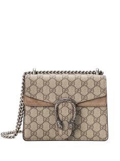 Gucci Beige Bags With Turn-lock Closure, Beige Gucci Bag With Turn-lock Closure, Gucci Brown Flap Bag, Gucci Beige Bags With Silver-tone Hardware, Beige Gucci Shoulder Bag With Branded Hardware, Gucci Mini, Tiger Head, Gucci Bag, Chain Link