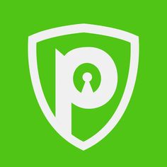 a green and white logo with the letter p in it's center, on top of