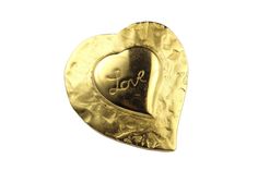 YVES SAINT LAURENT, made in France, vintage gold metal heart brooch pendant. Engraved 'Love'. Signed on the back. Ref.: JB0143 CONDITION: Mint DIMENSIONS: 4x4,5 cm More vintage items in my online shop: http://www.vintagecarwen.com Vintage Gold Brooches For Valentine's Day, Gold Heart-shaped Brooches For Gifts, Vintage Gold Heart Brooches, Gold Heart Brooches For Wedding, France Vintage, Heart Pocket, Heart Brooch, Metal Heart, Rhinestone Heart