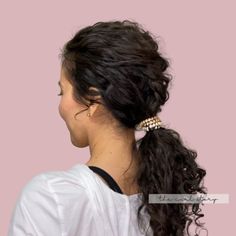 Faux French Braid, Curly Hair Middle Part, French Braid Tutorial, Part Curly Hair, High Curly Ponytail, Loose Wavy Curls, Hair Middle Part, Curly Styling, French Braids Tutorial