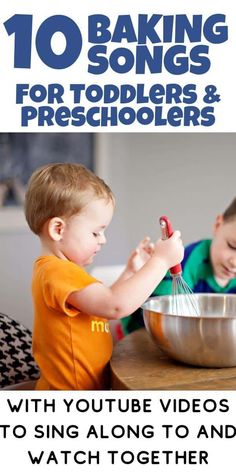 two young boys are playing with a metal bowl and whisk in the kitchen