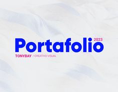 the logo for portafolio is shown in blue and pink on a white background