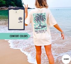 Get ready to rock the beach in style with our custom family beach shirts! Whether you're catching waves or soaking up the sun, these shirts will make your vacation memories even more special. Brand: Comfort Colors 1717 Style: Unisex Garment-Dyed T-Shirt Material: 100% ring-spun US cotton Features: The soft-washed, garment-dyed fabric brings extra coziness to your wardrobe, while the relaxed fit makes it an excellent daily choice. The double-needle stitching throughout the tee makes it highly dur Family Beach Shirts, Group Vacation, Vacation Tshirt, Vacation Tshirts, Family Beach Trip, Personalized Matches, Oversized T Shirt Dress, Beach Bachelorette, Vacation Memories