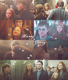 harry potter collage with images of hermi and hermi's friends in the background