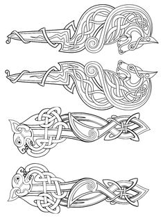 four different types of celtic designs in black and white