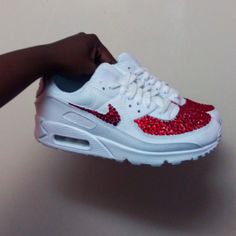 Custom Bling Out Red Crystal Nike Air Max 90's. Each Shoe Is Hand Designed With Crystals Being Placed One By One, Making This A Time Consuming Process But The End Result Is Truly A Stunning Work Of Art & Worth Every Penny. Please Be Aware That Processing Time Is 2 Weeks & This May Vary Depending On The Shoe & Design Being Done. Sneakers May Be Shipped Without The Box If Doesn't Fit Once Wrapped. Shoes Will Be Packaged Securely. More Color Crystals Available. Made To Order. Please No Offers Nike Shoes Custom, Penny Shoes, Nike Air Max 90s, Air Max 90s, Custom Bling, Nike Air Shoes, Shoe Design, Shoes Nike, Hand Designs