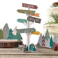 AMSCAN CA 1st Birthday Wilderness Birthday Paper Table Centerpiece Decoration, 1 Count Adventure Birthday Party, Mountains And Trees, Adventure Party, Adventure Baby Shower, Birthday Table Decorations, Table Centerpiece Decorations, Table Decorating, Arrow Sign, Diy Balloon Decorations