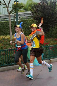 runDisney races bring out a lot of unique experiences. Running through the parks. Photo opportunities with characters. And yes, the amazing costume creations of the runners! So how exactly do you c... Russell Up Costume, Disney Running Outfits, Race Costume, Disney Half Marathon, Disney Races, Run Disney Costumes, Disney Marathon, Race Outfit, Princess Half Marathon