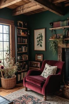 a living room filled with furniture and lots of books