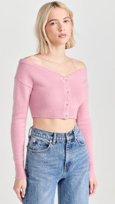 Reformation Millie Off Shoulder Cardigan | Shopbop Fitted Cashmere Tops With Button Closure, Fitted Cashmere Top With Buttons, Cashmere Tops With Buttons For Fall, Cashmere Button Top For Fall, Fall Cashmere Top With Buttons, Fall Cashmere Tops With Button Closure, Cashmere Long Sleeve Top With Button Closure, Long Sleeve Cashmere Top With Button Closure, Casual Cashmere Tops With Buttons