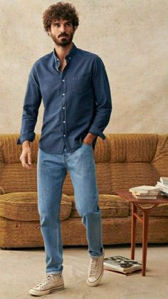 Jeans Button Down Shirt Outfit Men, Basic Casual Outfits Men, Mens Casual Going Out Outfit, Mid 30s Fashion Outfits Men, Smart Mens Outfits Business Casual, Architect Dressing Style Man, Male Celebrity Style, Casual Sophisticated Outfits Men, Men’s Classic Casual Style