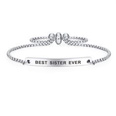 PRICES MAY VARY. Best Sister Ever Gifts - The beautiful adjustable Bracelet is the best choice to express your love for sister, symbolizing the unique love Sister Bracelet for Women - It makes the perfect gift for sister from sister or brother on Birthday, Anniversary, Mother’s Day, Valentine's Day, Christmas and more as a surprise. Sister Jewelry Metal - This Link bracelet is made of hypoallergenic, lead free, and tarnish resistant stainless steel, so elegant and gorgeous for all cocktail or da Adjustable Name Bracelet For Best Friend Gift, Customizable Adjustable Friendship Bracelets For Mother's Day, Customized Adjustable Friendship Bracelets For Mother's Day, Silver Name Bracelet For Best Friend And Mother's Day, Adjustable Meaningful Name Bracelet For Best Friend, Meaningful Adjustable Name Bracelet For Best Friend, Adjustable Silver Friendship Bracelet For Best Friend, Adjustable Meaningful Name Bracelet As Gift, Adjustable Friendship Bracelets With Letter Print For Gift