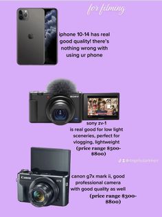 an info sheet describing the different types of cameras and their functions to take pictures with