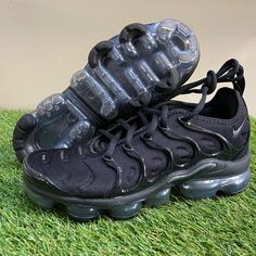 Nike Air Vapormax Plus Triple Black Anthracite Dh1063-001 Women's Size 7 New Black Breathable Synthetic Running Shoes, Breathable Black Synthetic Running Shoes, Black Mesh Running Shoes With Air Cushioning, Casual Black Running Shoes For Light Sports, Sporty Black Running Shoes With Air Cushioning, Black Breathable Sneakers With Round Toe, Black Running Shoes For Sports With Round Toe, Black Running Shoes With Round Toe For Sports, Black Breathable Synthetic Sneakers