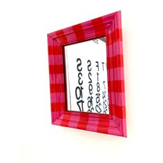 Add a pop of color and whimsy to your space with this striped mirror in pink and red.  Back is finished and ready to hang. Striped Mirror, Cool Mirrors, Pink And Red, Bathroom Makeover, Home Stuff, Painted Furniture, Pop Of Color, Burlap, Color Pop