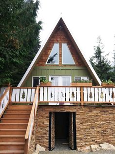 a house with stairs leading up to it