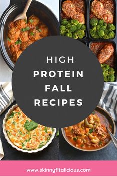 high protein fall recipes with text overlay