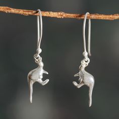 Dazzle with the sweet beauty of these sterling silver dangle earrings showcasing adorable kangaroo motifs. Designed by India's Sapna Mehta, the lovely and whimsical accessories are polished for a shiny look. Whimsical Accessories, Silver Dangle Earrings, Sterling Silver Dangle Earrings, Silver Earrings Dangle, The Sweet, Kangaroo, Jewelry Earrings Dangle, Dangle Earrings, Jewelry Earrings