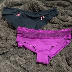 2 Medium Nwot Pink & Victoria Secret Underwear! -Super Cute -Doesn’t Have Tags But Have Never Been Worn - Purple Pair Have Lace Detail At The Top, Tag Description Says Low-Rise Hip Hugger From The February 2015 Collection -Black Pair With Pink Bows Is Described As Low Rise Cheeky Bikini From The June 2010 Collection -Both Are In Perfect Condition B Luxury Fitted Low-rise Intimates, Cheap Pink Low-cut Intimates, Cheap Victoria's Secret Intimates, Affordable Pink Low-cut Intimates, Pink Bows, Pink Victoria Secret, Cheeky Bikinis, Sleepwear Women, Pink Bow