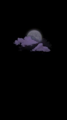 an airplane flying in the sky at night with a full moon behind it and clouds below