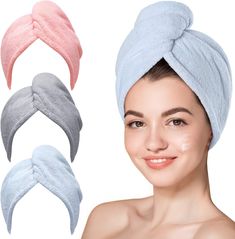 Hicober Microfiber Hair Towels, 3 Packs, Super Absorbent, Reduce Heat Damage, Suitable for All Hair Types, Soft and Lightweight, Durable and Easy to Use Hair Towel Turban, Microfiber Hair Towel, Hair Towels, Hair Towel Wrap, Hair Drying, Hair Turban, Curly Hair Women, Hair Women, Anti Frizz