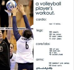 a volleyball player's workout card with instructions for hitting the ball over the net