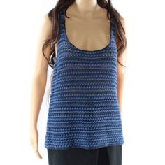 New With Tags. Lengths: Small 23" Medium 23.5 Large 24" Stretchy Delicate Knit Material. Ready To Wear! Blue Knit Casual Tank Top, Casual Blue Knit Tank Top, Blue Knit Tank Top For Spring, Blue Knitted Tops For Layering, Blue Sleeveless Crochet Top, Blue Sleeveless Crochet Top Casual, Casual Blue Knit Top For Beach, Casual Blue Sleeveless Crochet Top, Blue Crochet Top With Knit Fabrication