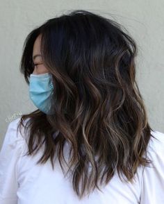 Black Balyage Short Hair, Going Lighter From Dark Hair, Low Maintenance Balayage Brunettes, Low Maintenance Brunette Hair Color, Caramel Highlights On Black Hair, Low Maintenance Balayage, Glam Curls, Baby Lights, Black Hair Balayage