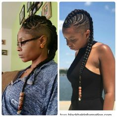 Stitch Braids With Shaved Sides, Braided Ponytail With Shaved Sides, Cornrows With Shaved Sides, Travel Braids, Loc Mohawk, Box Braids Shaved Sides, Mohawk Braid Styles, Mohawk Ponytail, Female Mohawk