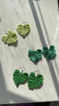 Monstera crochet dangle earrings made to order. Perfect for that beachy vacation vibe! Beach Crochet Jewelry In Green, Cute Handmade Jewelry For The Beach, Handmade Summer Green Jewelry, Summer Beach Macrame Earrings, Summer Crochet Beach Jewelry, Summer Beach Crochet Jewelry, Summer Crochet Jewelry For Beach, Cute Beach Drop Earrings, Handmade Cute Jewelry For Vacation