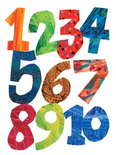 the numbers are made out of colored paper