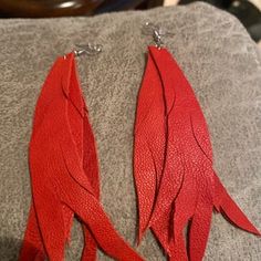 Red Leather Jewelry For Party, Party Leather Dangle Earrings, Red Leather Earrings For Gifts, Adjustable Red Leather Earrings, Red Leather Earrings, Tiffany Williams, Ankara Designs, Hippie Earrings, Camel Color