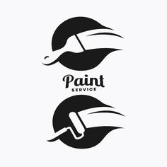 the logo for paint service is black and white, with an umbrella in the middle