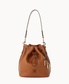 Dooney & Bourke Pebble Grain Drawstring Luxury Caramel Satchel Shoulder Bag, Drawstring Shoulder Bag, Drawstring Purse, Everyday Handbag, Monogram Pendant, Tan Cowhide, Dooney And Bourke, 2024 Fashion, Dooney & Bourke