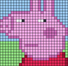 an elephant made out of squares in pink and blue