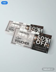 two voucher cards sitting on top of each other