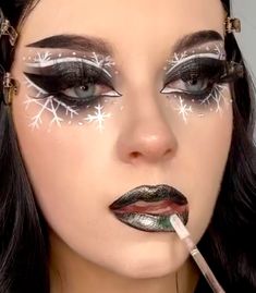 Gothic Christmas Makeup, Snowflake Makeup, Everyday Goth, Alt Makeup, Dramatic Makeup, Edgy Makeup, Goth Makeup, Christmas Makeup