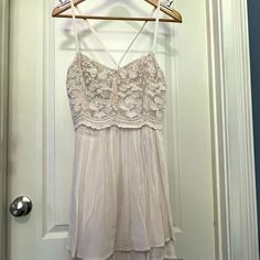 Brand: Hollister Style: N/A Material: Sequin, Lace, Fabric Size: Xs Sundress With Lace Trim, Olive Colored Dress, Hollister Style, Denim Button Up Dress, Skort Dress, Lace Halter Dress, Mini Tube Dress, Hollister Dresses, Boho Mini Dress