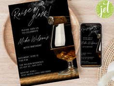 Machen Sie sich bereit, um die ultimative Whisky- und Zigarrenparty mit diesem All-in-One-Paket zu veranstalten! Dieses umfassende Paket enthält alles, was Sie benötigen, um den Ton für ein unvergessliches Treffen anzugeben, einschließlich eleganter Einladungen, um Ihre Gäste zu beeindrucken, eines stilvollen Willkommensschilds, um die Stimmung einzustellen, und einer benutzerdefinierten Getränkekarte, um Ihre erstklassige Auswahl zu präsentieren. Heben Sie Ihre Veranstaltungsplanung mit diesem Whiskey Party Ideas, Whiskey Invitation, Birthday Invitation For Men, Birthday Dinner Menu, Whiskey Birthday, Men Birthday, 50th Party, Party Bundles