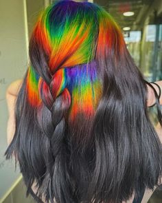 Dark rainbow 🌈🖤 these talented hair artists use Lunar Tides 🎨 Tap the photo to see more from each artist Rainbow Roots, Lunar Tide, Semi Permanent Hair Color, Artistic Hair, Semi Permanent