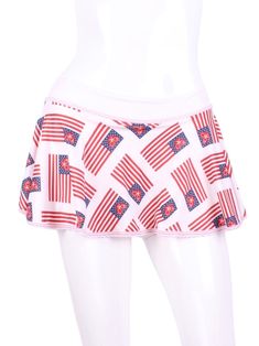 This “limited edition” art is the American Flag!  It's so soft and flows on the Love "O" Skirt.    The round skirt is cut like a donut with NO side seams!  The waistband and shorties are white.  Sizes:  XS-XL Skirts Tennis, Round Skirt, Los Angeles Luxury, Tennis Net, Tennis Apparel, White Love, The American Flag, Tennis Skirts, Limited Edition Art