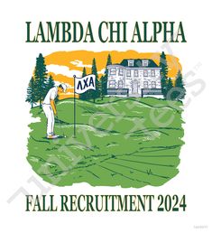 the logo for lambda chialpha golf club, which is located in front of a