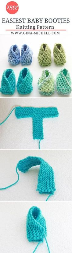 crocheted baby booties and mittens are shown