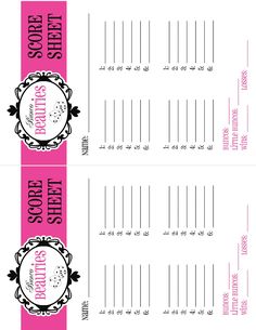 two pink tickets with black and white designs