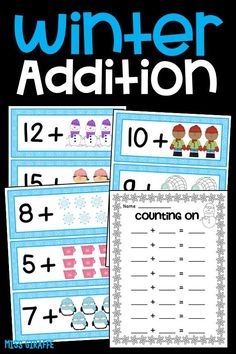 winter addition worksheets for kids to practice counting and subtracing with numbers