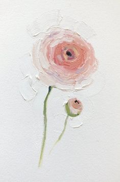 a painting of two pink flowers on a white background